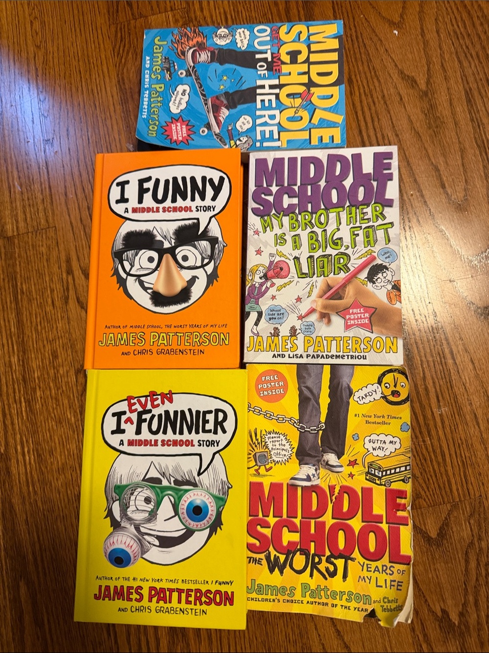 James Patterson kids books - bundle of 5 Middle School and I Funny books